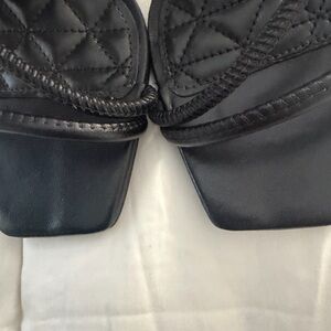 SCHUTZ Black Quilted Square-Toe Mules